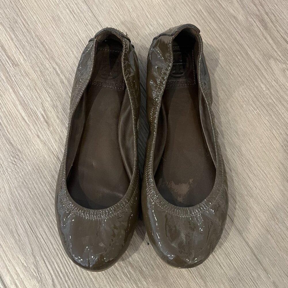 Tory Burch Patent Leather Ballet Flats, Brown Size 7M